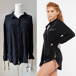 Savage x Fenty Woven Voile Monogram Sleep Long Sleeve Shirt